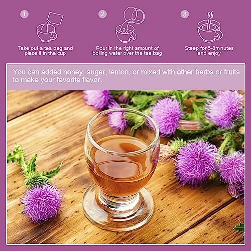 WOGORGT Dried Milk Thistle Tea - Organic Milk Thistle Herbal Tea for Liver Cleanse, Antioxidant and Immune Support, Caffeine Free - 30 Tea Bags