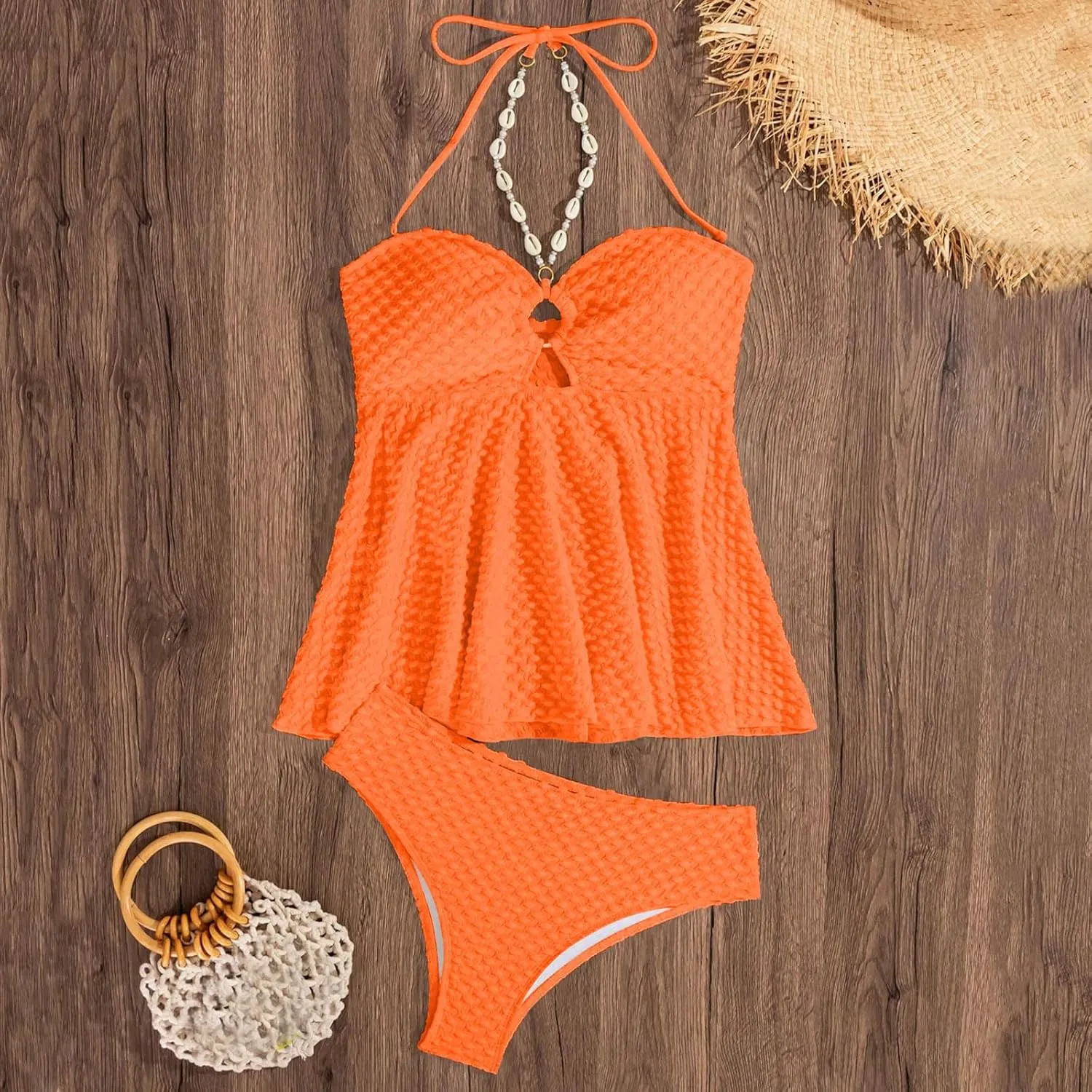 Women One Piece Swimsuits Scoop Neck Tummy Control Bathing Suit with Ruffled Straps Sexy Backless Beach Swimwear