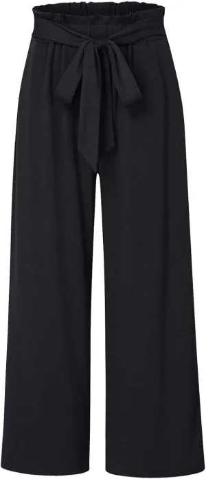 Women Summer High Waisted Cotton Linen Palazzo Pants Wide Leg Long Boho Lounge Work Pant Trouser with Pockets