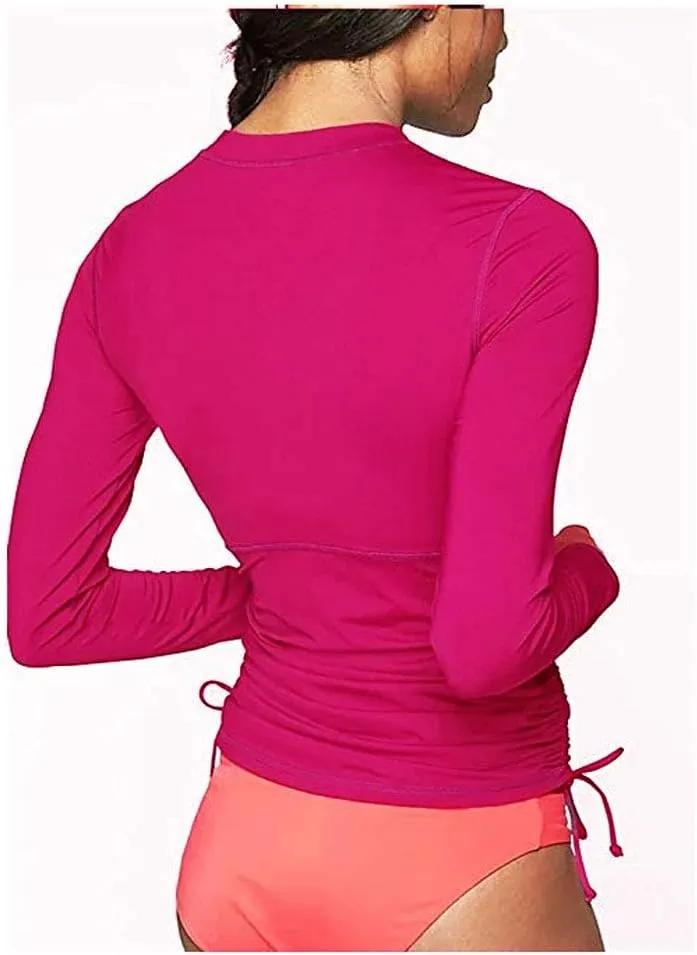 Women's 50  UV Sunscreen Long Sleeve Sunscreen Swimsuit Top Zipper Jacket Wetsuit