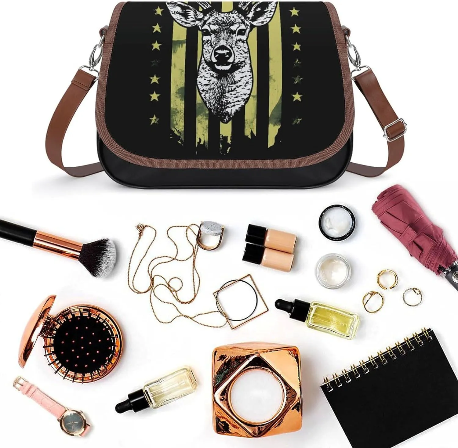 Womens Casual Crossbody Bag, Small PU Leather Shoulder Bag Travel Messenger Bags