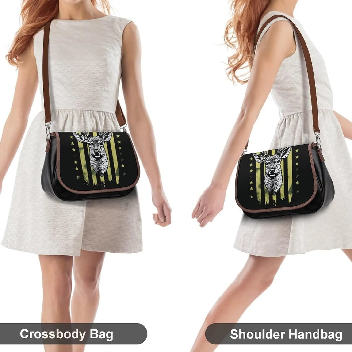 Womens Casual Crossbody Bag, Small PU Leather Shoulder Bag Travel Messenger Bags