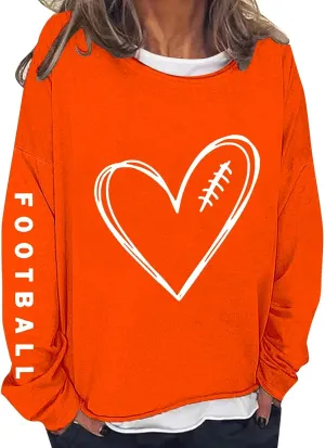 Womens Football Sequin Y2k Sweatshirt Lover Gift Loose Casual Long Sleeve Sweatshirt Tops Football Rugby Game Day