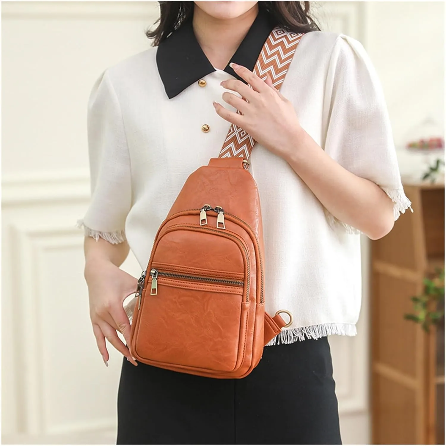 Women's Shoulder Crossbody Bag, Outdoor Chest Bag(Brown)