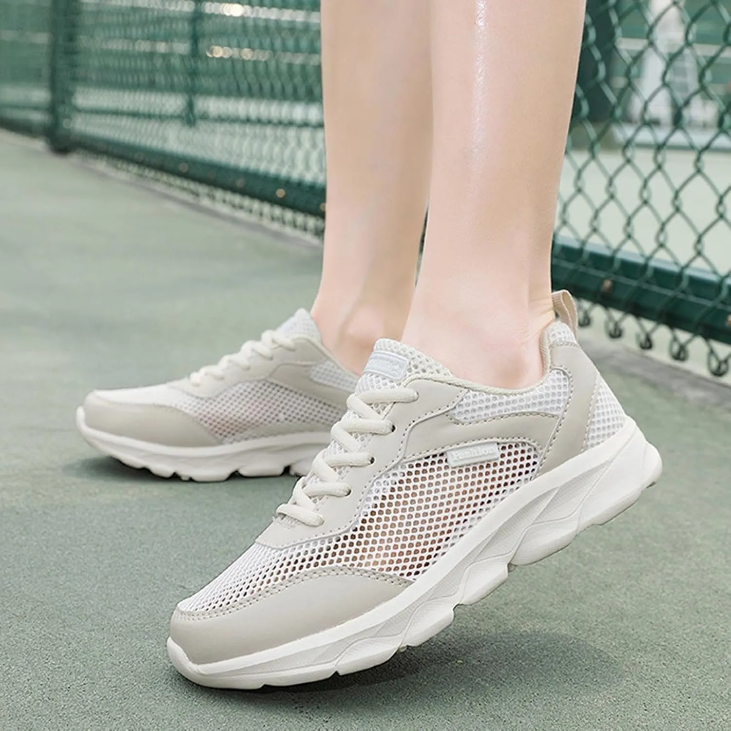 Women's Summer Fashion Mesh Perforated Breathable Sports Shoes Non Slip Casual Comfortable Classic Nylon Sneaker Womens