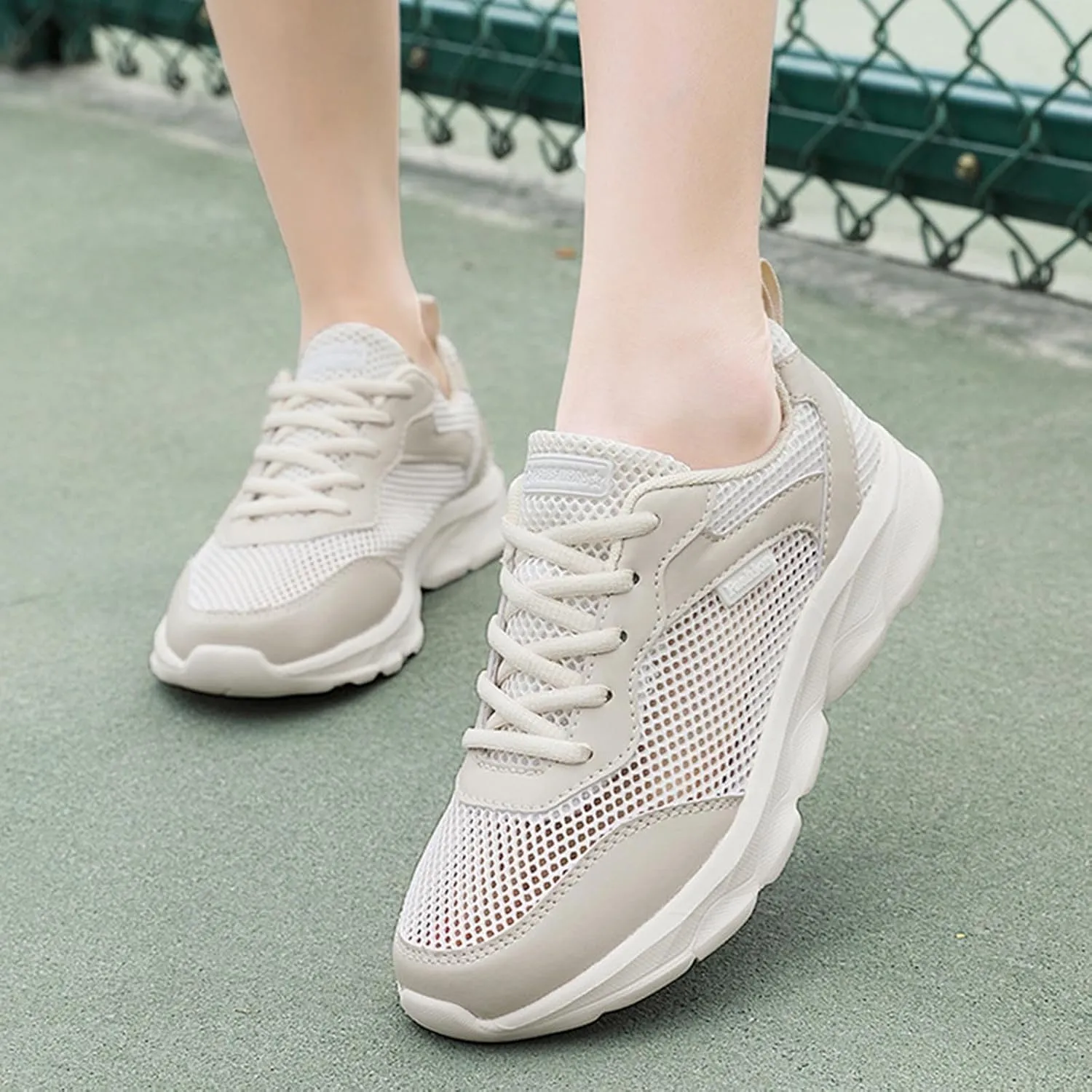 Women's Summer Fashion Mesh Perforated Breathable Sports Shoes Non Slip Casual Comfortable Classic Nylon Sneaker Womens