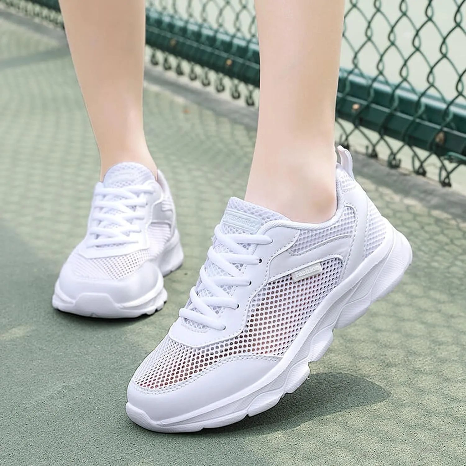 Women's Summer Fashion Mesh Perforated Breathable Sports Shoes Non Slip Casual Comfortable Classic Nylon Sneaker Womens