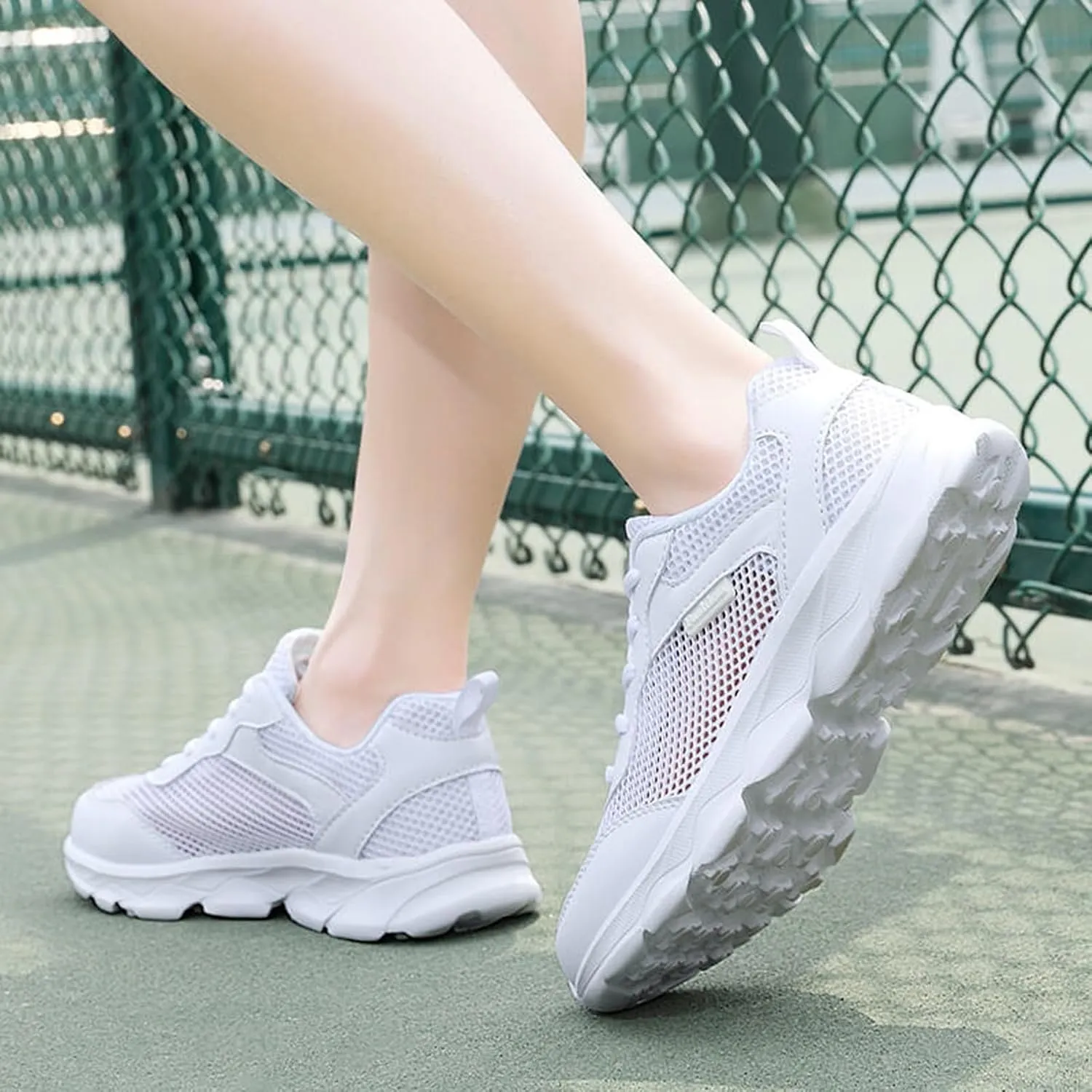 Women's Summer Fashion Mesh Perforated Breathable Sports Shoes Non Slip Casual Comfortable Classic Nylon Sneaker Womens