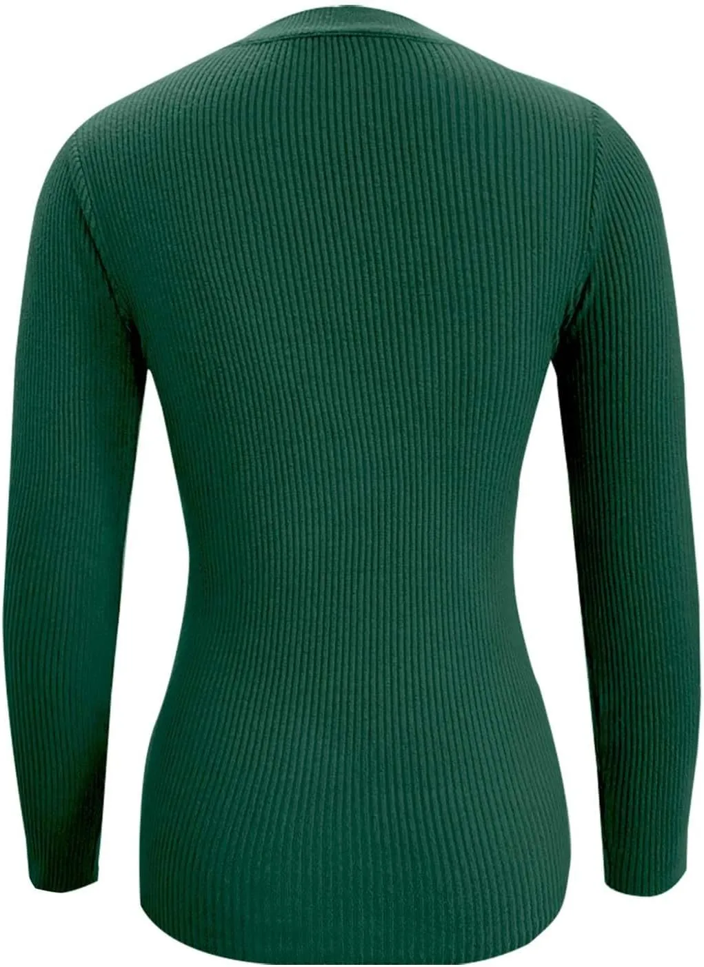 Women's Sweater Solid Casual Crew Button Long Sleeve Knitted Base Pullover Slim Fit Versatile Ribbed Stretch Tops
