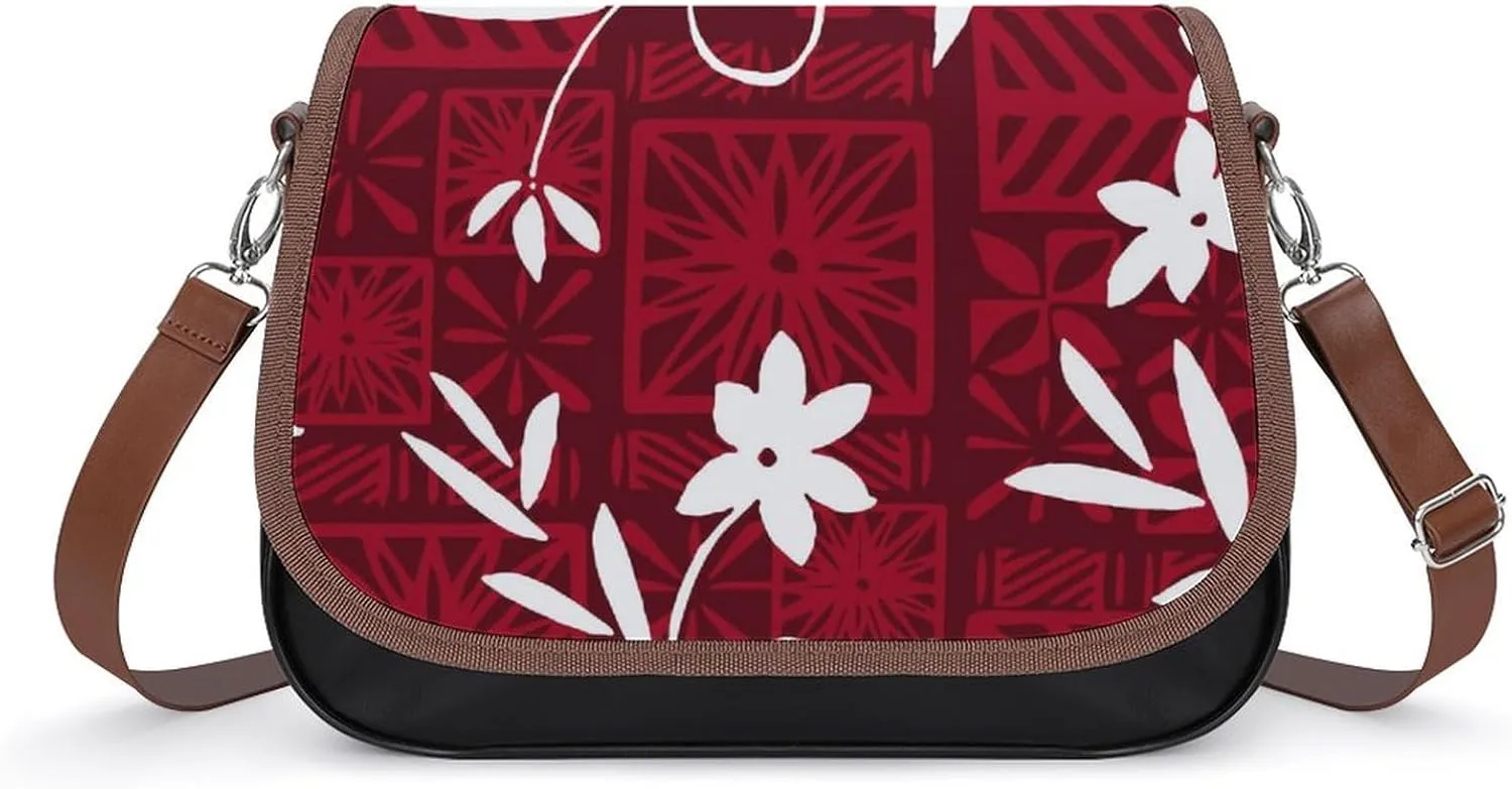 Women'S Travel Crossbody Bag, Polynesian Elegant Pattern Design, Small Leather Bag Custom Pattern