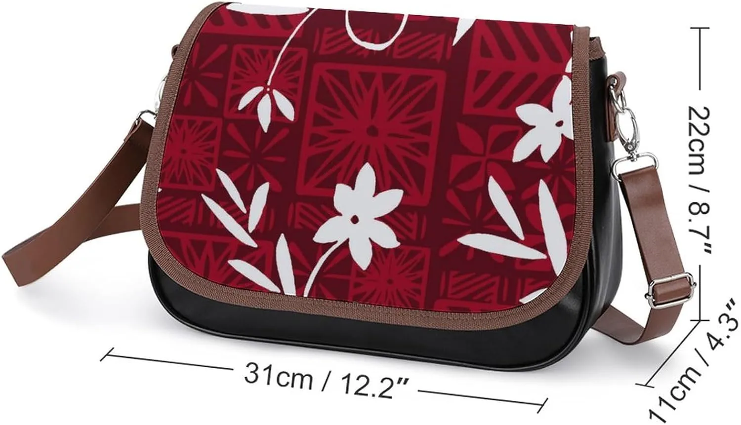 Women'S Travel Crossbody Bag, Polynesian Elegant Pattern Design, Small Leather Bag Custom Pattern