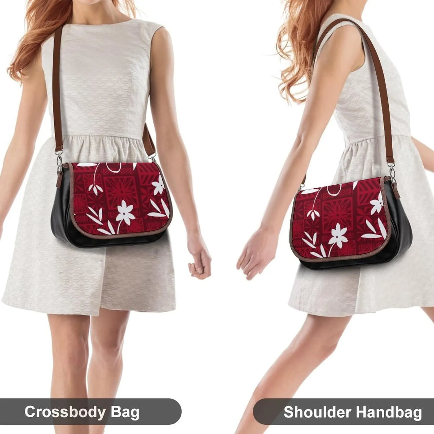 Women'S Travel Crossbody Bag, Polynesian Elegant Pattern Design, Small Leather Bag Custom Pattern