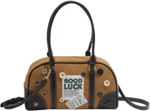 Women's Vintage Shoulder Bag Button Underarm Bag Y2K Shoulder Purse Retro Shoulder Handbags for Women