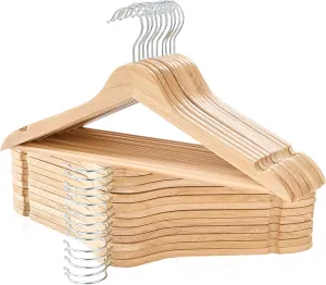 Wooden Hangers 20 Pack, Durable Wood Hangers with 360° Swivel Hook & Notches, Slim Coat Hanger Wooden for Closet, Natural