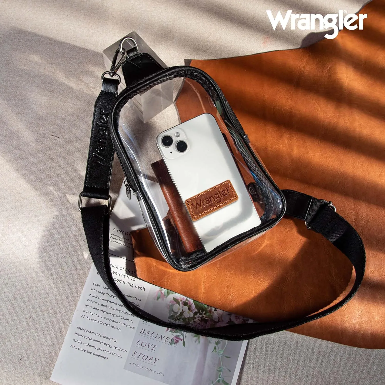 Wrangler Crossbody Clear Sling Bags for Women Stadium Approved Cross Body Purse for Sports Events Concerts