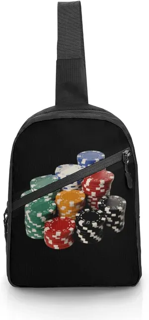 WSOP Poker Small Sling Bag Crossbody Backpack Travel Chest Bag Casual Daypack for Men Women Hiking