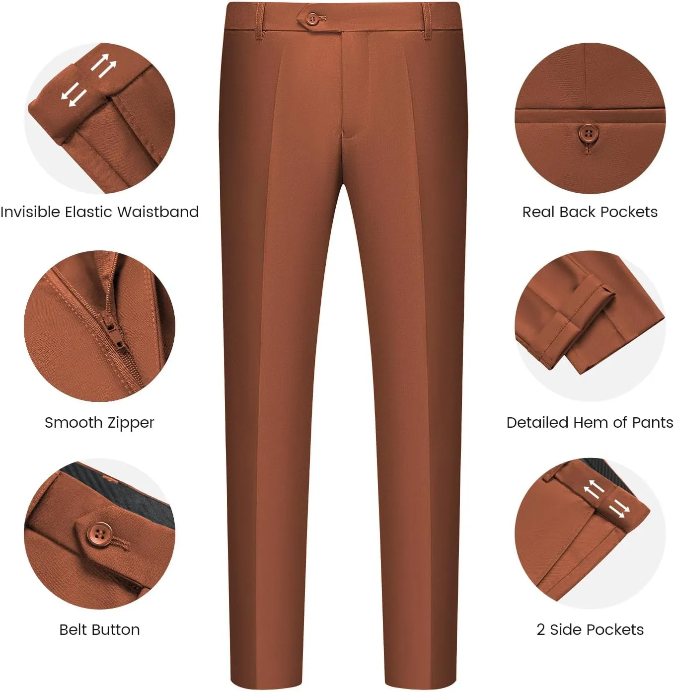 WULFUL Men’s Slim Fit Suit One Button 3-Piece Blazer Dress Business Wedding Party Jacket Vest & Pant