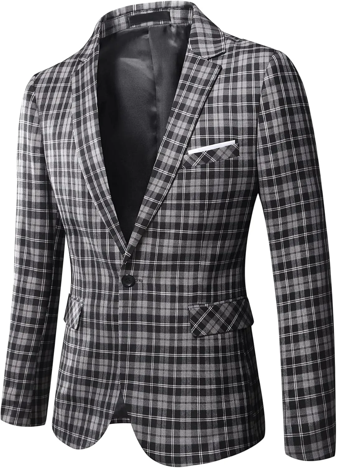 WULFUL Men’s Slim Fit Suit One Button 3-Piece Blazer Dress Business Wedding Party Jacket Vest & Pant