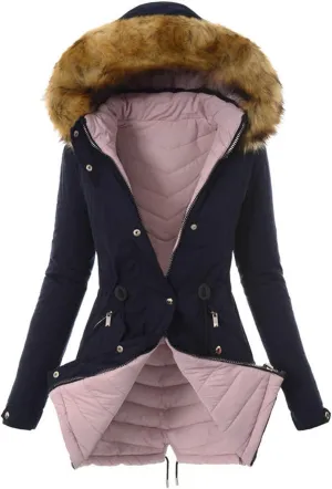 XUNRYAN Winter Coats for Women Warm Sherpa Fleece Jacket Weighted Parka Thick Ski Coat Slim Fit Mountain Windbreaker Outwear