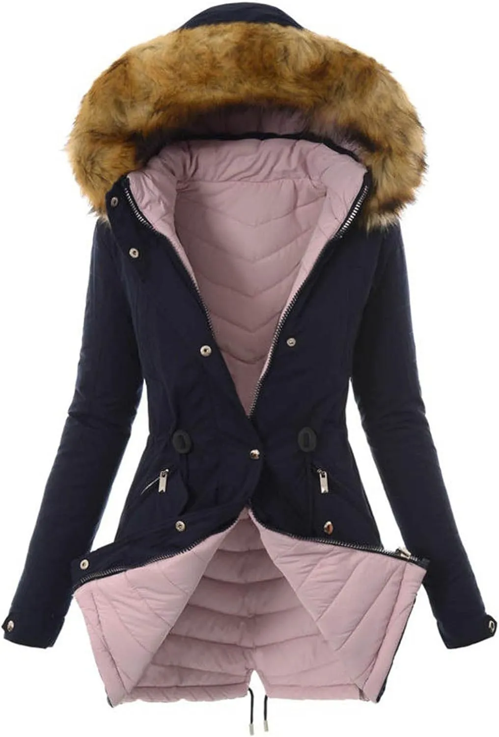 XUNRYAN Winter Coats for Women Warm Sherpa Fleece Jacket Weighted Parka Thick Ski Coat Slim Fit Mountain Windbreaker Outwear