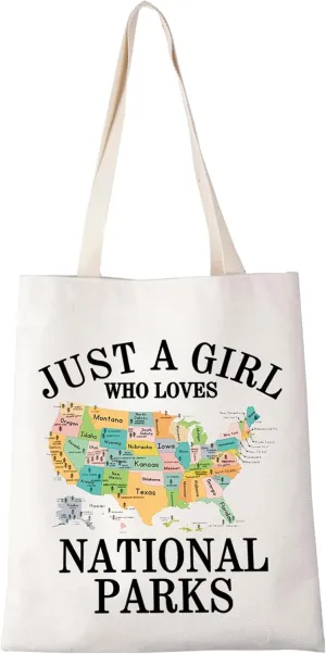XYANFA National Parks Tote Bag National Parks Map National Parks Travel Gift Parks Camper Gift National Parks Shopping Bag