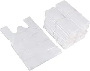Xyskin 1000 Counts Clear Handle T-shirt Bags, Plastic Grocery Shopping Bags