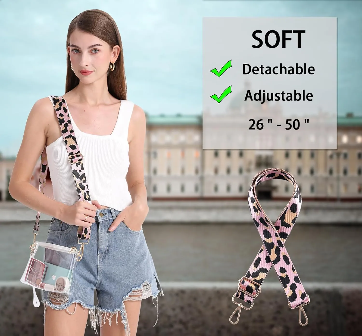 Y&R Direct Cute Clear Bag Purses for Women Stadium Transparent Crossbody Bag with Removable Chain for Sporting Events Concert