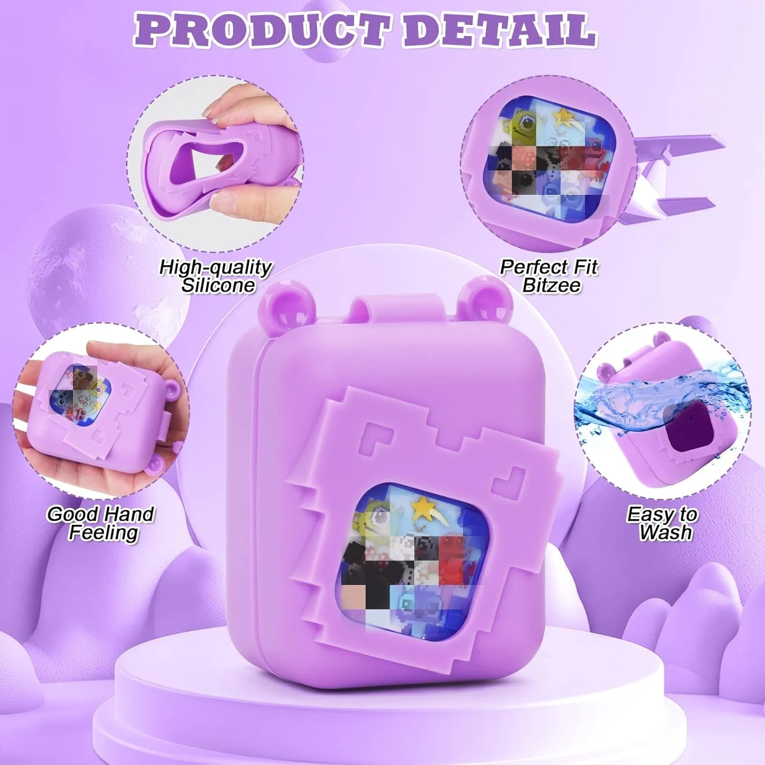 YouKnow Silicone Case for Bitzee Disney Interactive Toy Digital Pet and Case, Protective Skin Sleeve for Bitzee Virtual Electronic Pets Accessories (Case Only) (Purple)
