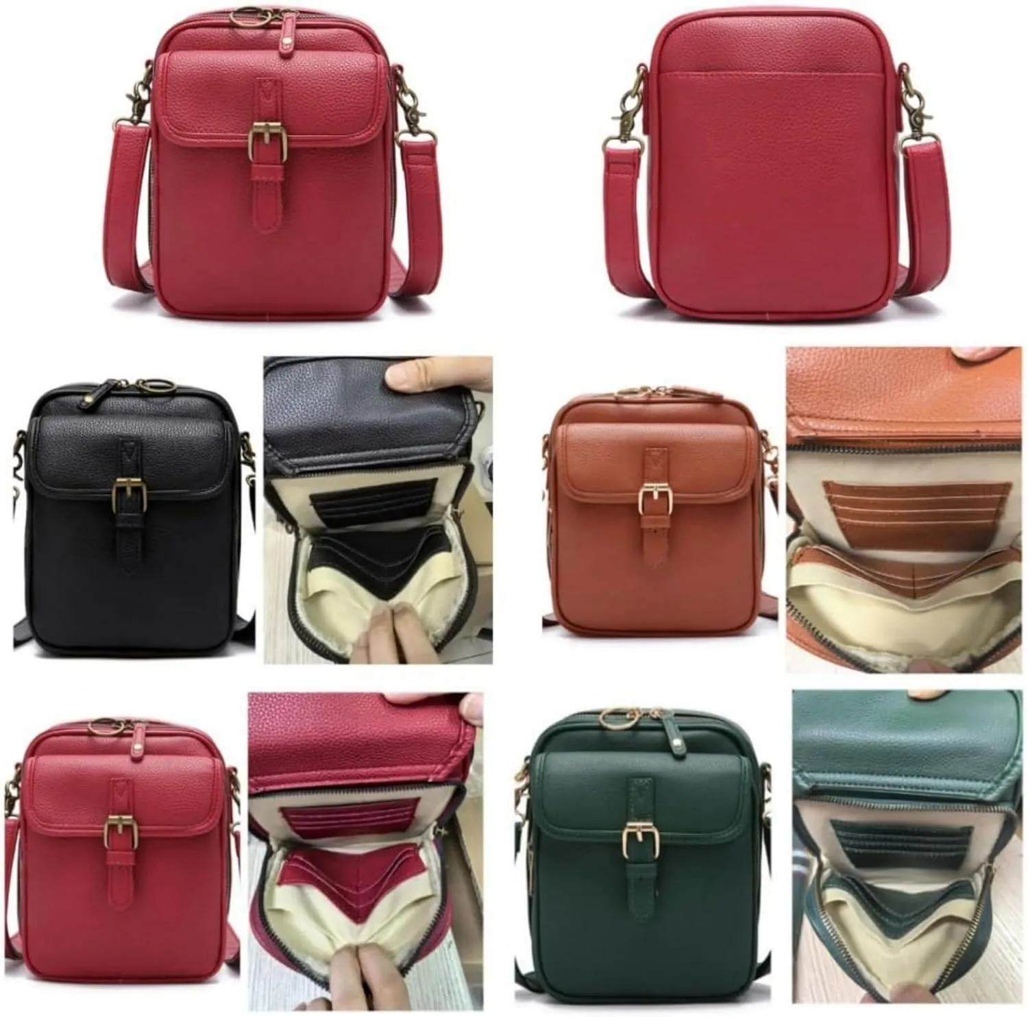 Zealburst Crossbody Leather Bag, Urvashi Crossbody Bag,Urvashi Vintage Double Layer Large Capacity Mini Cross Body Bags