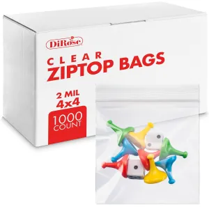 Zip Bags Clear Plastic With Zipper Seal - By DiRose | Resealable, Strong, Thick, Sturdy | For Organizing, Travel, Shipping, Packaging, and Storage | 4X4 | 1000 Pack