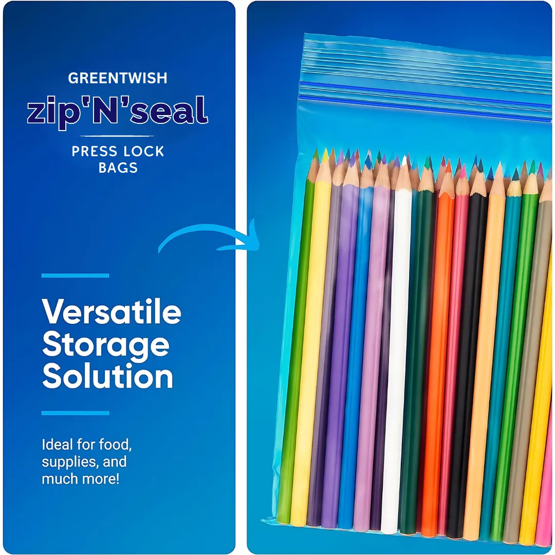 Zip 'N' Seal Dual Zipper Zip Lock Bags, Freezer/Microwave Safe, Zip Bags For Food Storage, BPA Free Reusable LDPE Transparent Freezer Bags