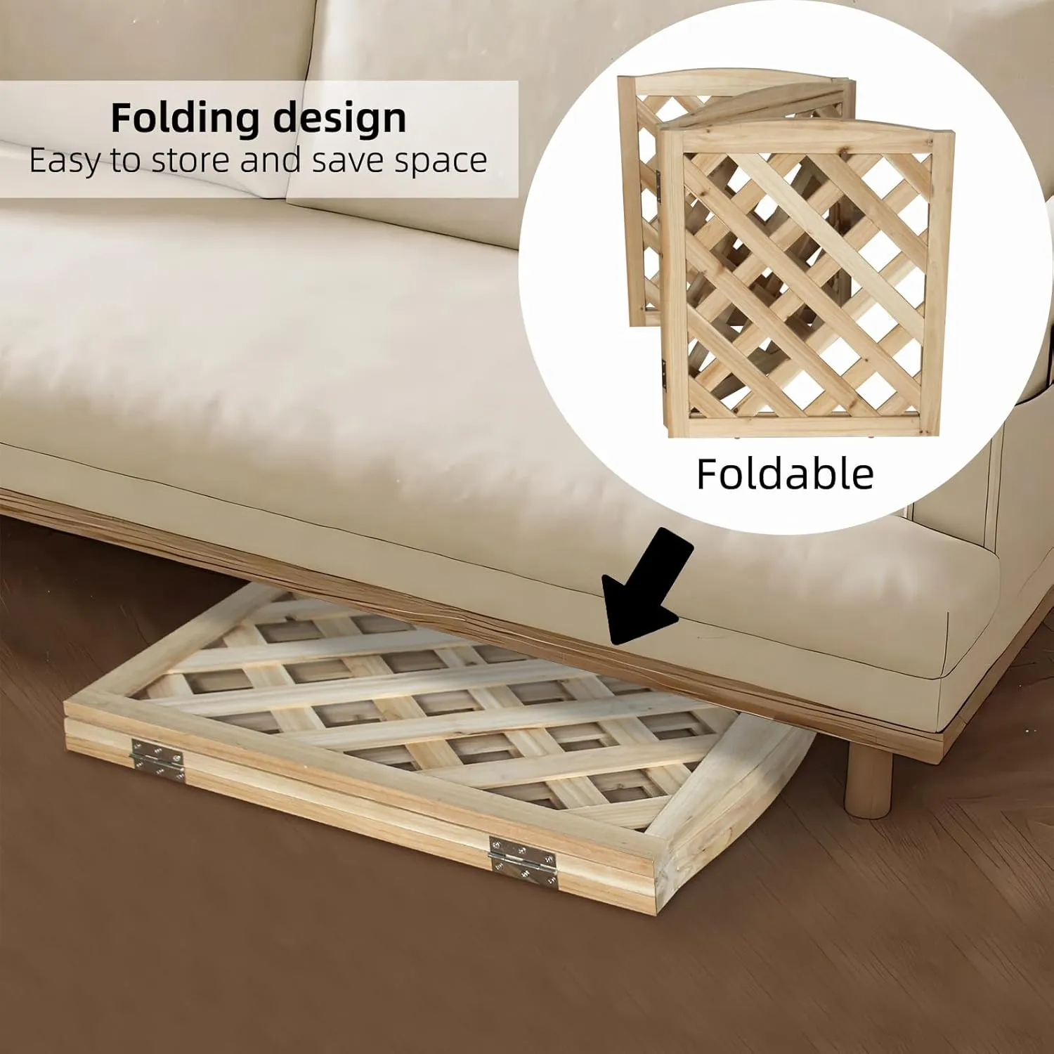 ​​ZJSF Foldable Indoor Dog Gate for House Freestanding Folding Dog Gates Indoor Wood Pet Gates Dog Fence for Stairs Puppy Gates for Hallways Natural 32 "Height-4 Panels