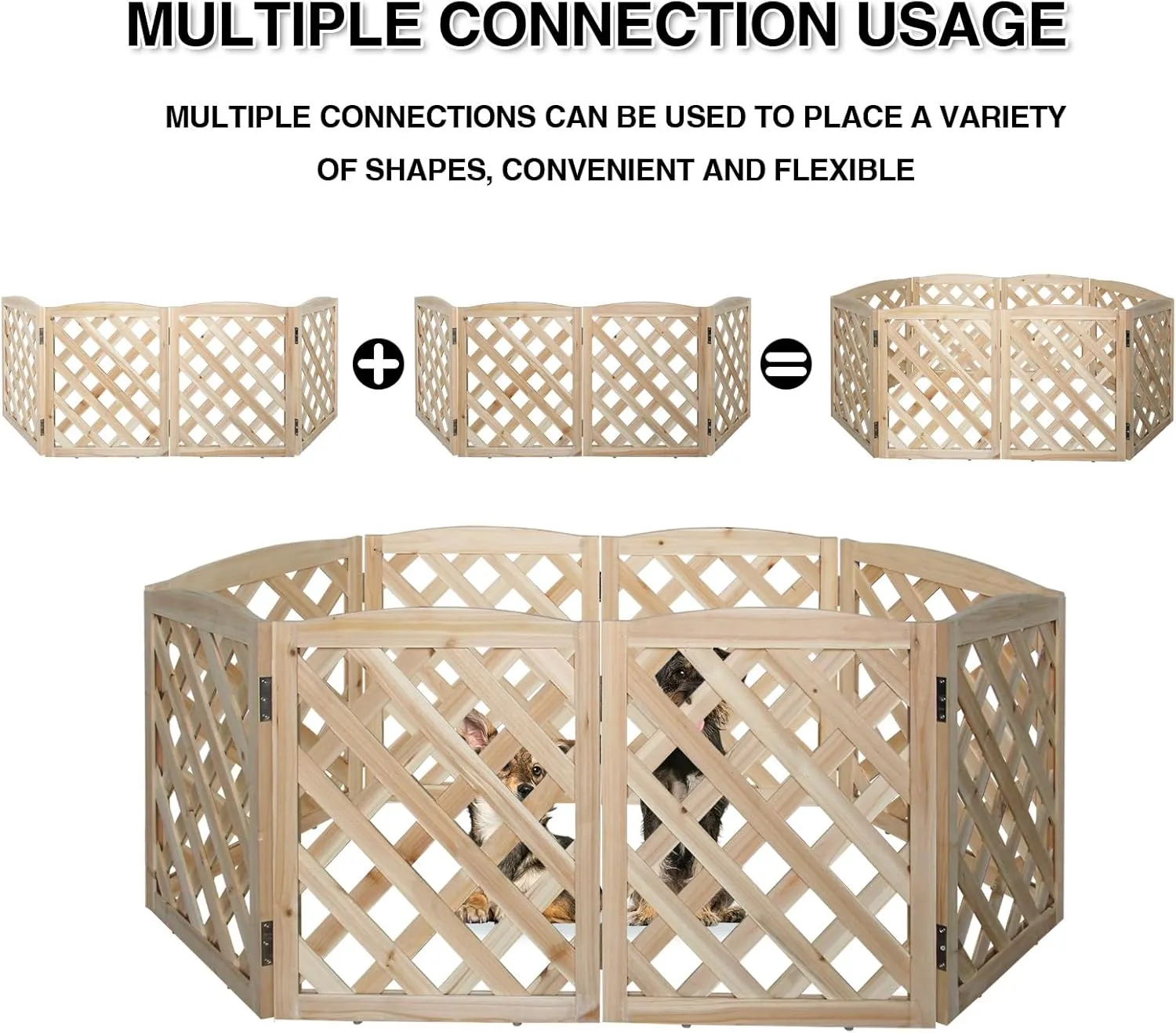 ​​ZJSF Foldable Indoor Dog Gate for House Freestanding Folding Dog Gates Indoor Wood Pet Gates Dog Fence for Stairs Puppy Gates for Hallways Natural 32 "Height-4 Panels